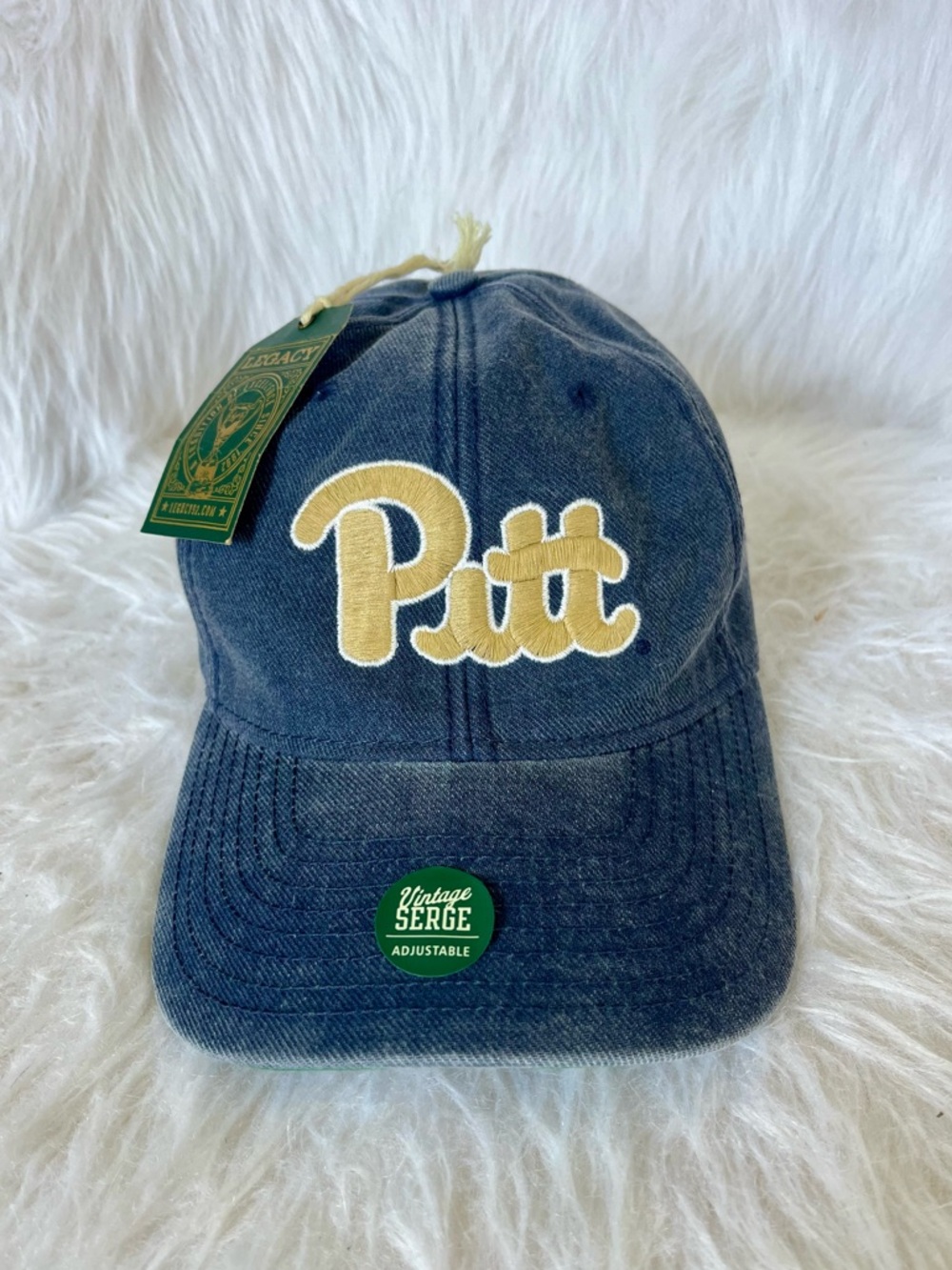 NWT Pitt Pittsburgh Vintage Distressed Hat in Navy w/ Gold Embroidery Adjustable